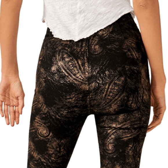 Free People | Jayde Printed Metallic Flare Jeans NWT - Picture 6 of 16